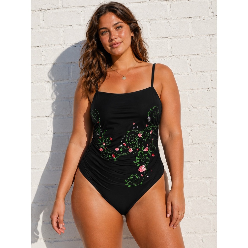 Vintage Blair Floral Tankini Swimsuit Y2K Ruched Cottagecore Swim 12